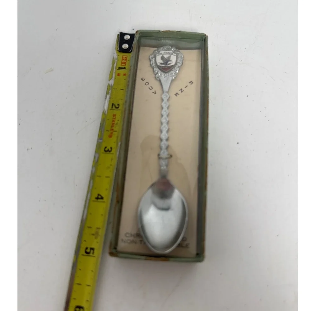 Air Force Academy Souvenir Spoon Unisex OS Silver Good‎ Vintage Enamel Crest Box